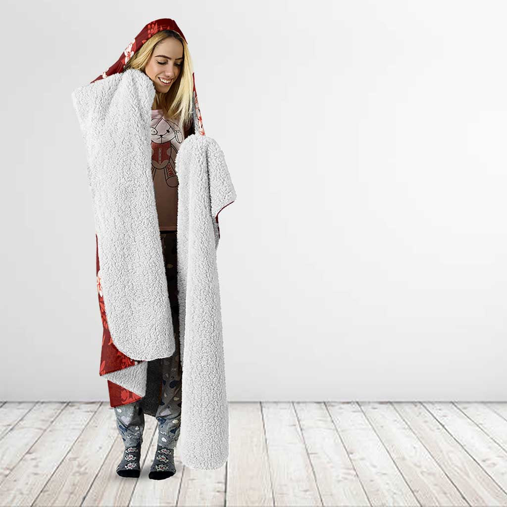 Mokihana Maile and Ilima Leis Hooded Blanket Ulaʻula Hawaiian Tapa Quilt Pattern - Polynesian Pride