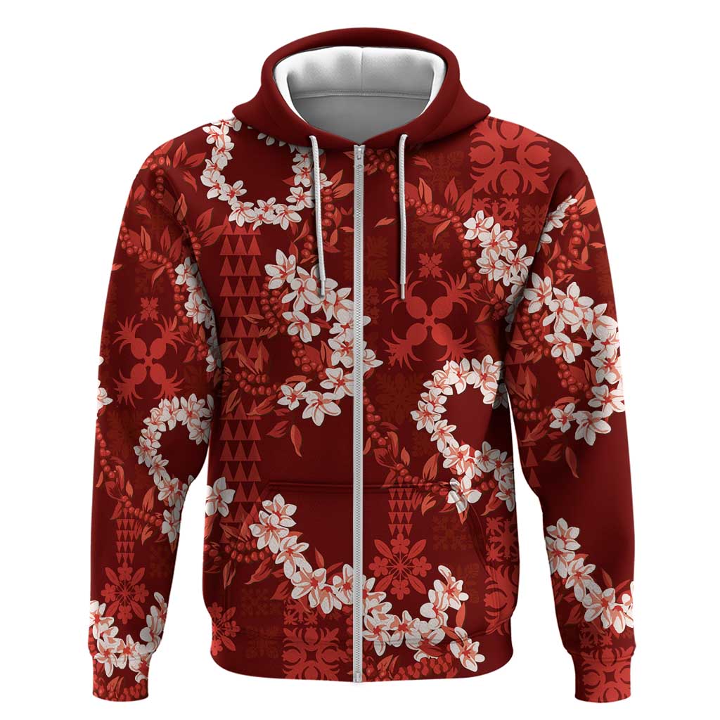Mokihana Maile and Ilima Leis Hoodie Ulaʻula Hawaiian Tapa Quilt Pattern - Polynesian Pride
