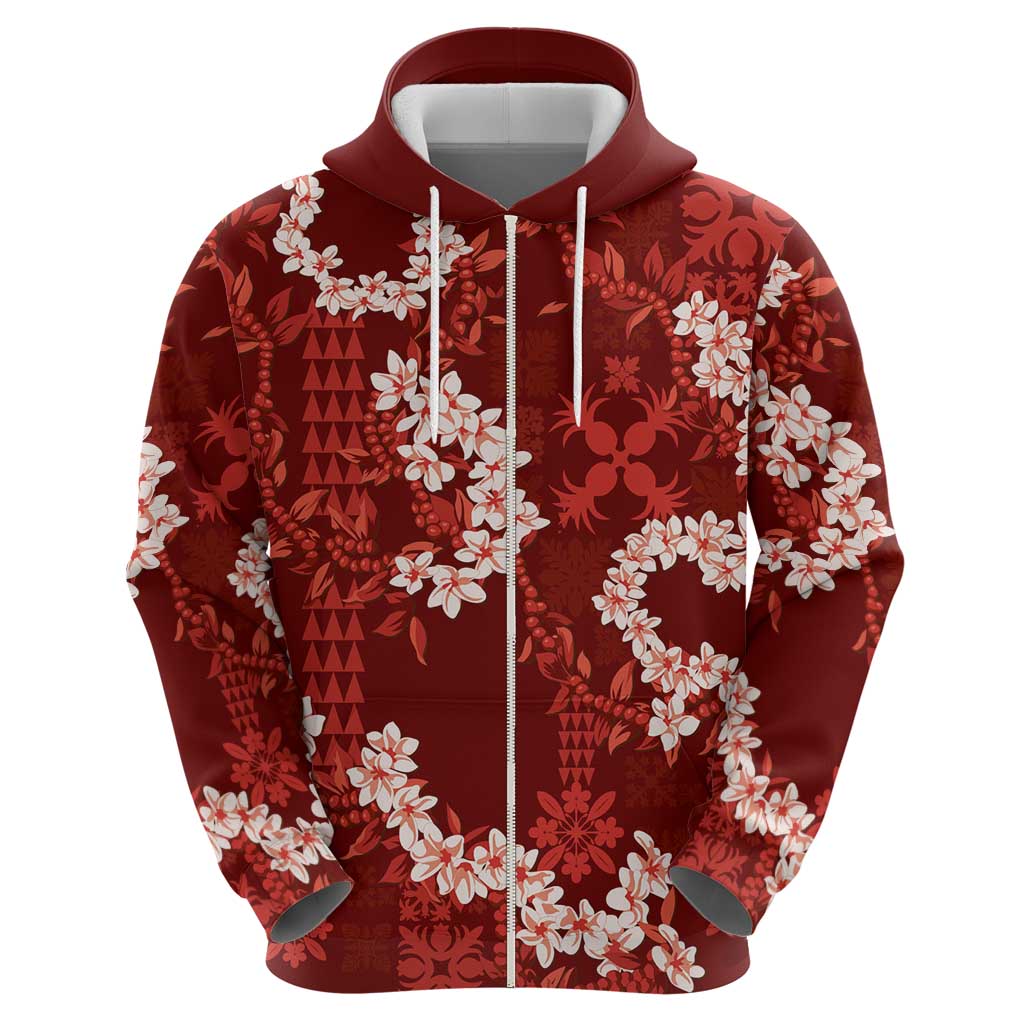 Mokihana Maile and Ilima Leis Hoodie Ulaʻula Hawaiian Tapa Quilt Pattern - Polynesian Pride