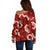 Mokihana Maile and Ilima Leis Off Shoulder Sweater Ulaʻula Hawaiian Tapa Quilt Pattern - Polynesian Pride