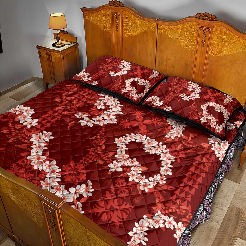 Mokihana Maile and Ilima Leis Quilt Bed Set Ulaʻula Hawaiian Tapa Quilt Pattern - Polynesian Pride