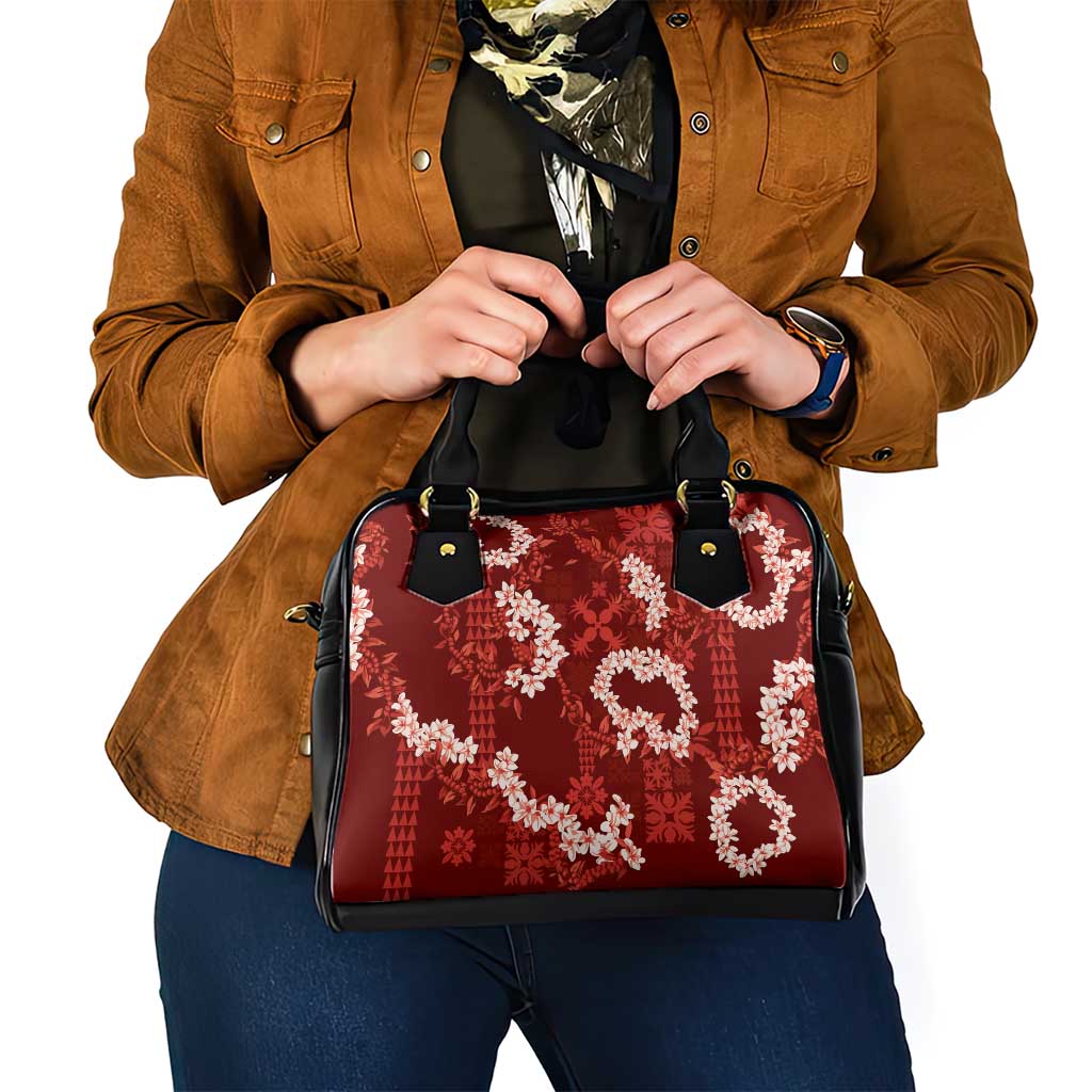 Mokihana Maile and Ilima Leis Shoulder Handbag Ulaʻula Hawaiian Tapa Quilt Pattern - Polynesian Pride