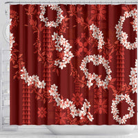 Mokihana Maile and Ilima Leis Shower Curtain Ulaʻula Hawaiian Tapa Quilt Pattern LT9 - Polynesian Pride