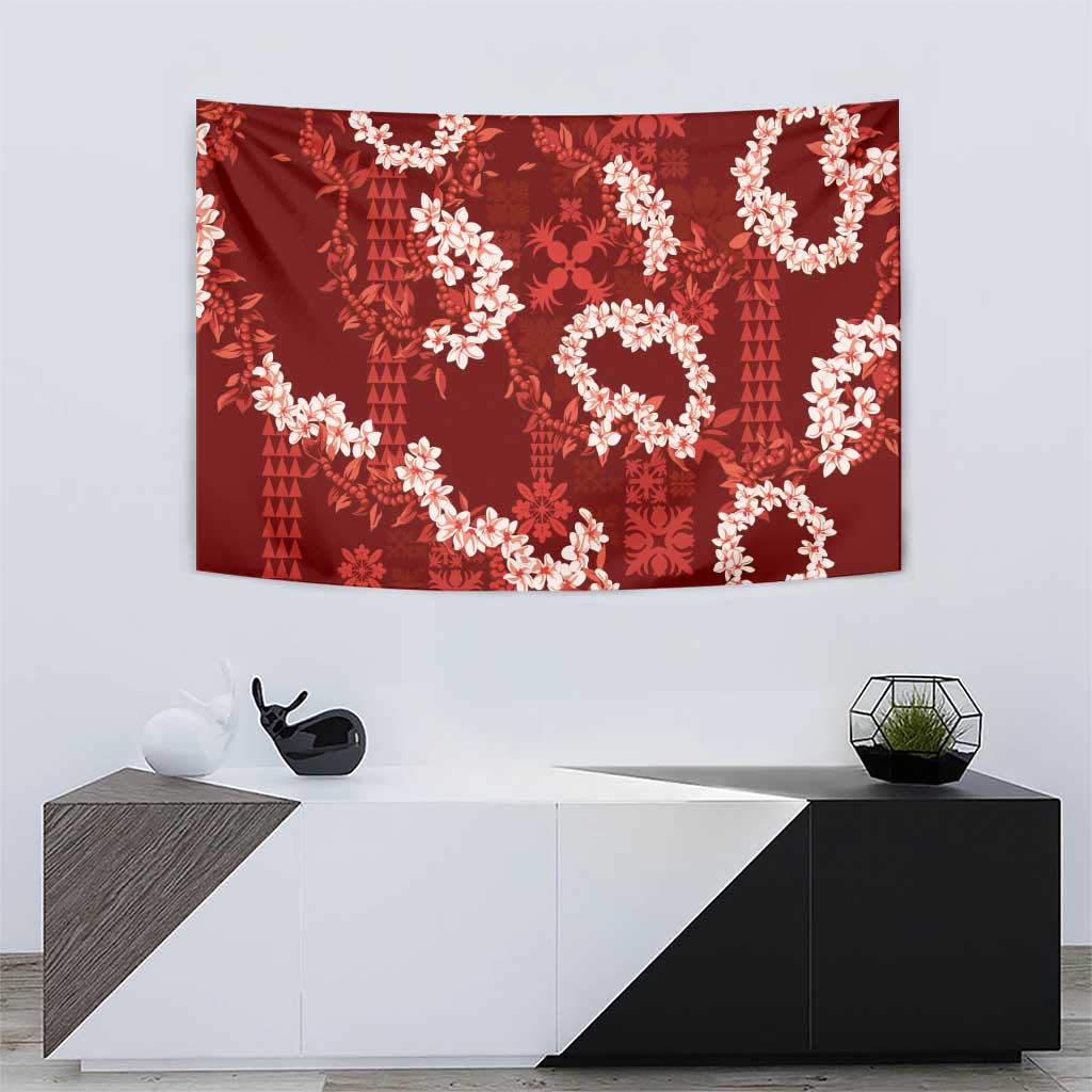 Mokihana Maile and Ilima Leis Tapestry Ulaʻula Hawaiian Tapa Quilt Pattern - Polynesian Pride