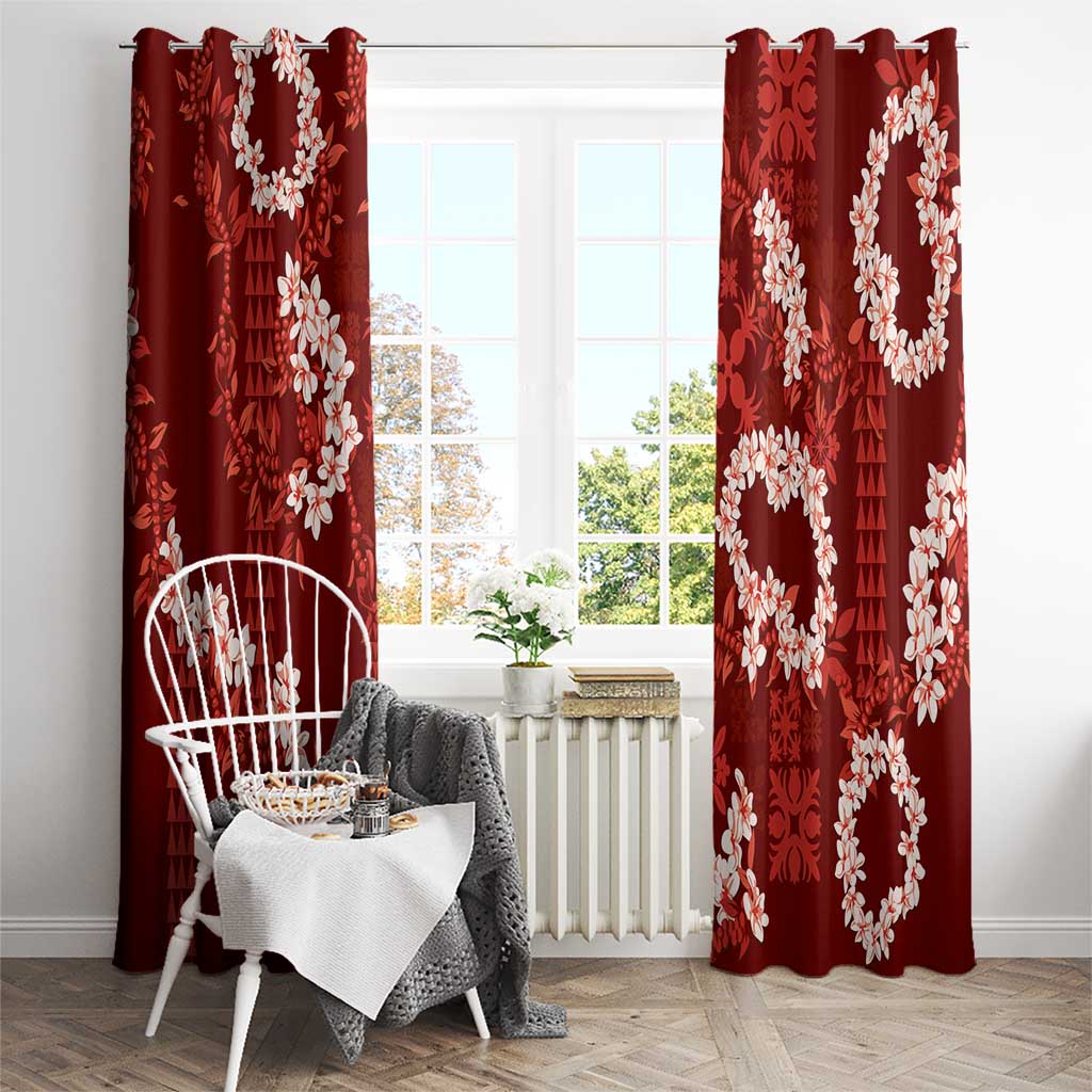 Mokihana Maile and Ilima Leis Window Curtain Ulaʻula Hawaiian Tapa Quilt Pattern - Polynesian Pride