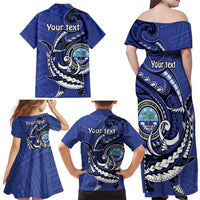 Personalized FSM 1986 Independence Day Family Matching Off Shoulder Maxi Dress and Hawaiian Shirt Polynesian Shark Tattoo Style LT9 - Polynesian Pride