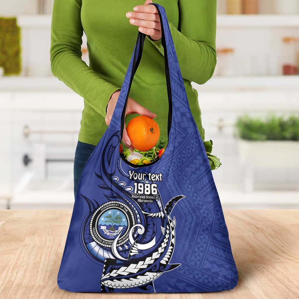 Personalized FSM 1986 Independence Day Grocery Bag Polynesian Shark Tattoo Style