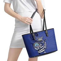 Personalized FSM 1986 Independence Day Leather Tote Bag Polynesian Shark Tattoo Style
