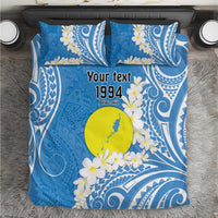 Personalized Palau 1994 Belau Rekid Bedding Set Polynesian Plumeria Style LT9 Blue - Polynesian Pride