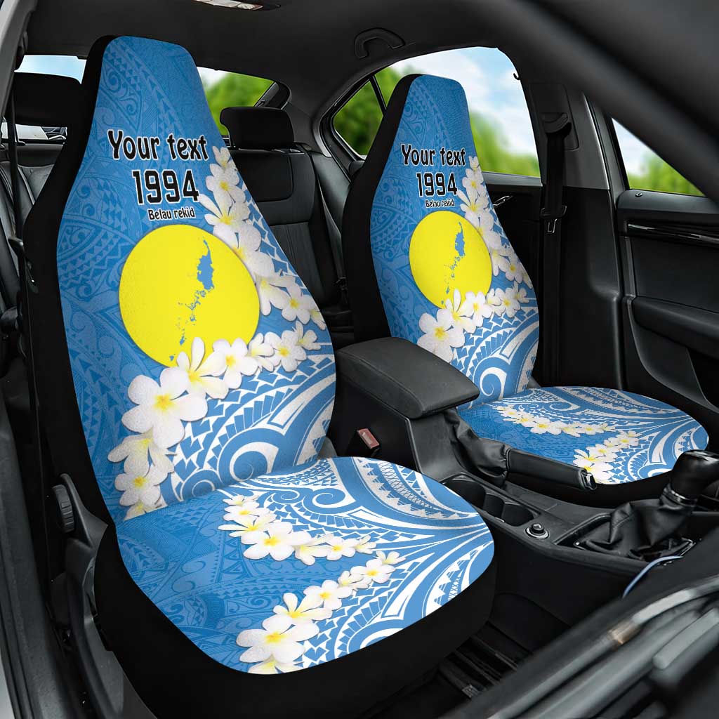Personalized Palau 1994 Belau Rekid Car Seat Cover Polynesian Plumeria Style LT9 One Size Blue - Polynesian Pride