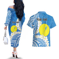 Personalized Palau 1994 Belau Rekid Couples Matching Off The Shoulder Long Sleeve Dress and Hawaiian Shirt Polynesian Plumeria Style LT9 - Polynesian Pride