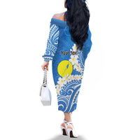 Personalized Palau 1994 Belau Rekid Family Matching Off The Shoulder Long Sleeve Dress and Hawaiian Shirt Polynesian Plumeria Style LT9 - Polynesian Pride