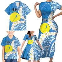 Personalized Palau 1994 Belau Rekid Family Matching Short Sleeve Bodycon Dress and Hawaiian Shirt Polynesian Plumeria Style LT9 - Polynesian Pride