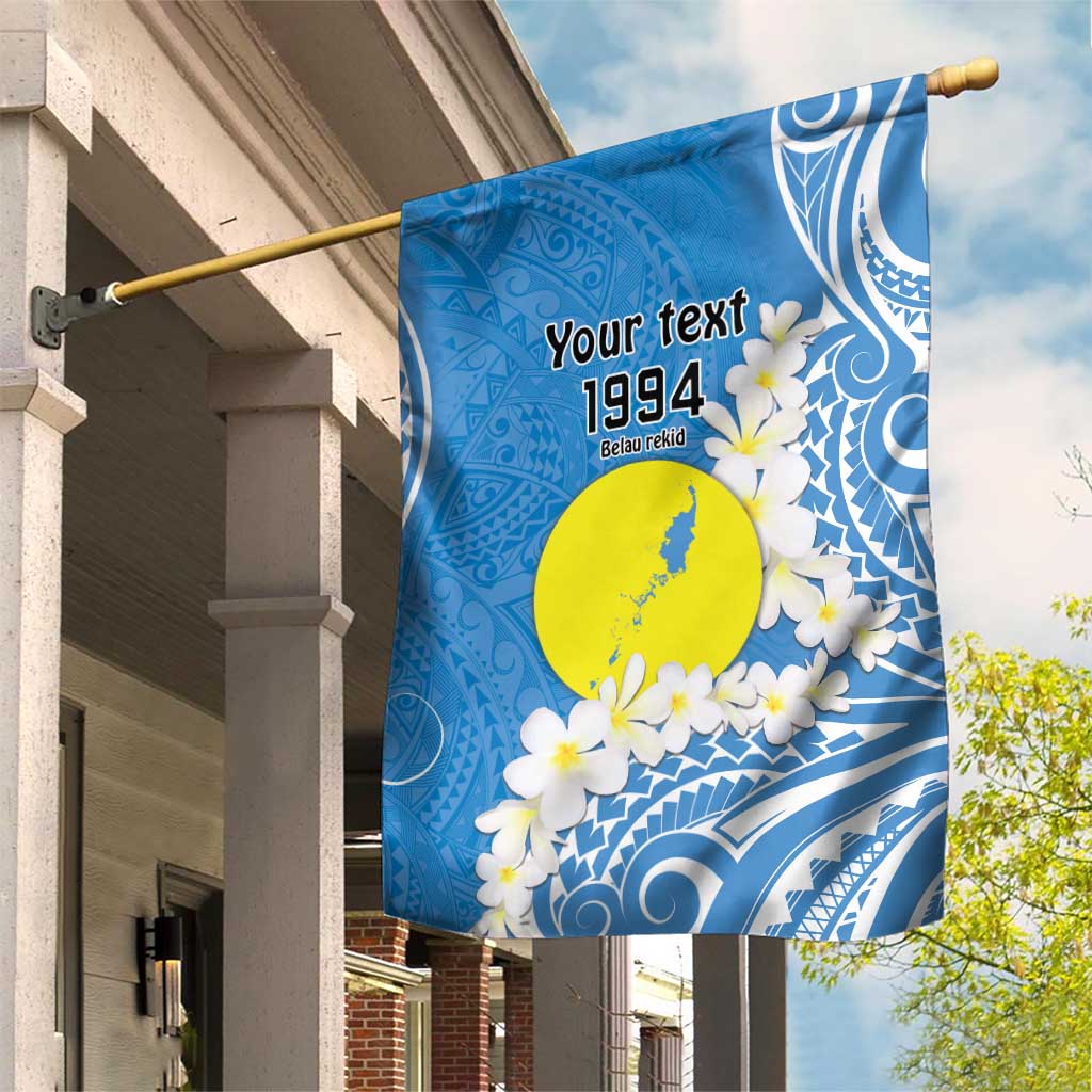 Personalized Palau 1994 Belau Rekid Garden Flag Polynesian Plumeria Style LT9 House Flag Blue - Polynesian Pride