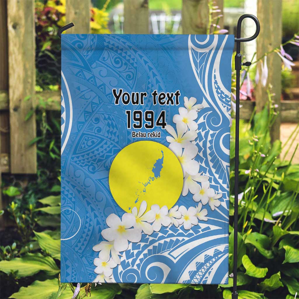 Personalized Palau 1994 Belau Rekid Garden Flag Polynesian Plumeria Style LT9 Garden Flag Blue - Polynesian Pride