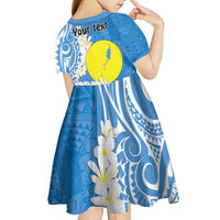 Personalized Palau 1994 Belau Rekid Kid Short Sleeve Dress Polynesian Plumeria Style LT9 - Polynesian Pride
