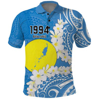 Personalized Palau 1994 Belau Rekid Polo Shirt Polynesian Plumeria Style LT9 Blue - Polynesian Pride