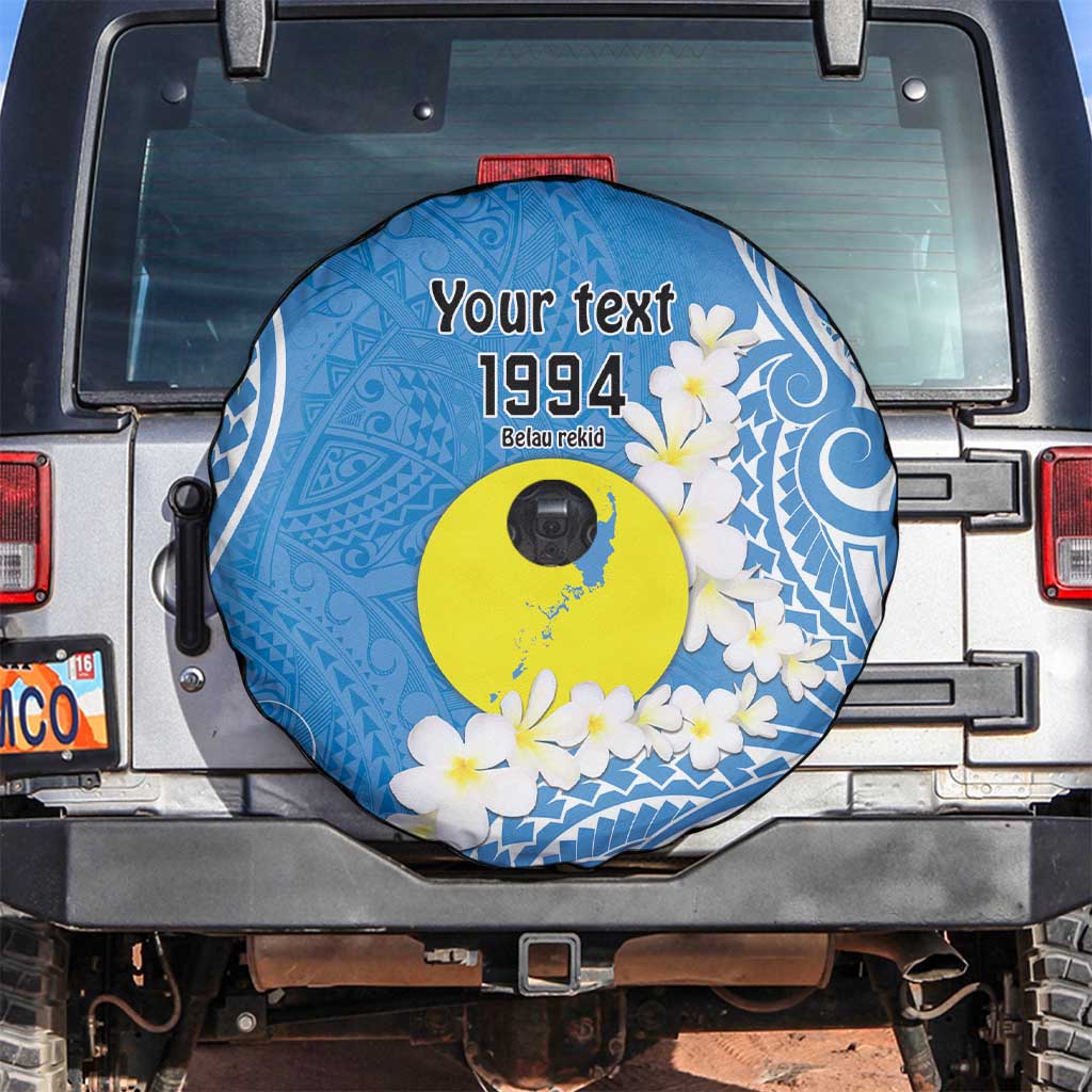 Personalized Palau 1994 Belau Rekid Spare Tire Cover Polynesian Plumeria Style LT9 Blue - Polynesian Pride