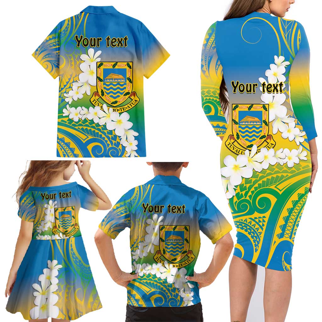Personalised Tuvalu 1978 Independence Day Family Matching Long Sleeve Bodycon Dress and Hawaiian Shirt Polynesian Plumeria Style LT9 - Polynesian Pride