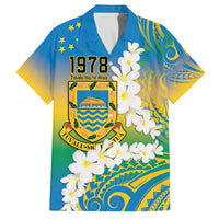Personalised Tuvalu 1978 Independence Day Family Matching Puletasi and Hawaiian Shirt Polynesian Plumeria Style LT9 Dad's Shirt - Short Sleeve Gradient - Polynesian Pride