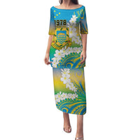 Personalised Tuvalu 1978 Independence Day Family Matching Puletasi and Hawaiian Shirt Polynesian Plumeria Style LT9 Mom's Dress Gradient - Polynesian Pride