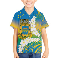 Personalised Tuvalu 1978 Independence Day Family Matching Puletasi and Hawaiian Shirt Polynesian Plumeria Style LT9 Son's Shirt Gradient - Polynesian Pride