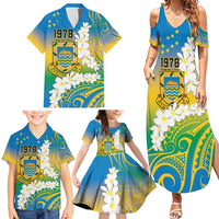 Personalised Tuvalu 1978 Independence Day Family Matching Summer Maxi Dress and Hawaiian Shirt Polynesian Plumeria Style LT9 - Polynesian Pride