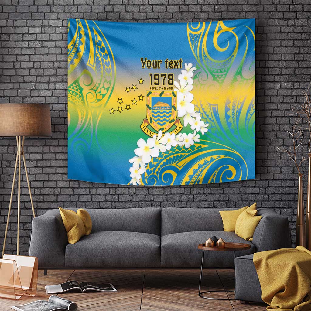 Personalised Tuvalu 1978 Independence Day Tapestry Polynesian Plumeria Style LT9 - Polynesian Pride