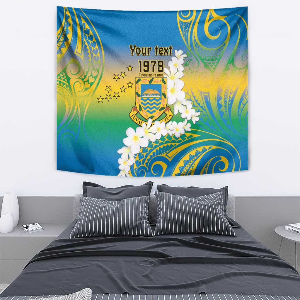 Personalised Tuvalu 1978 Independence Day Tapestry Polynesian Plumeria Style LT9 - Polynesian Pride
