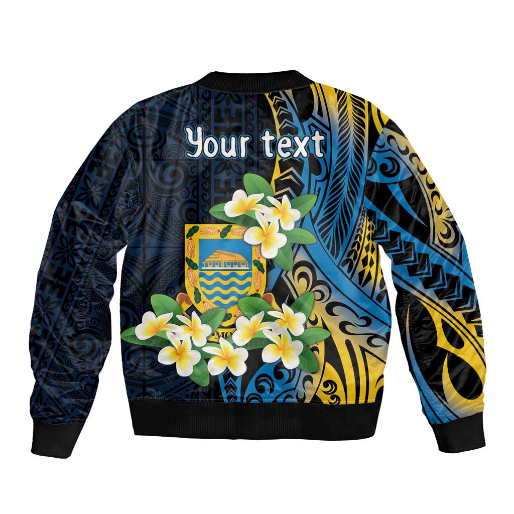 Personalised Tuvalu Beautiful Plumeria Flower Bomber Jacket LT9 - Polynesian Pride