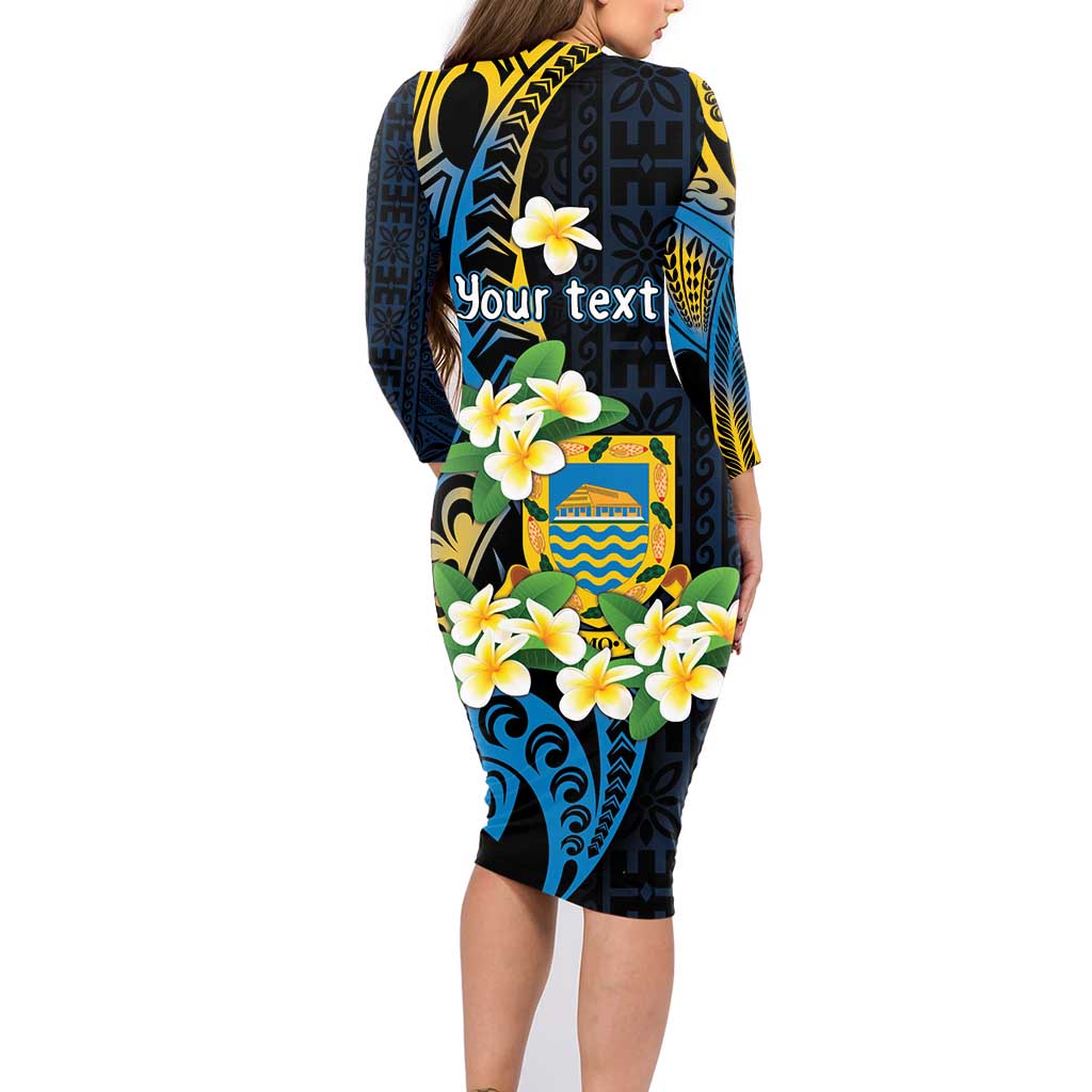 Personalised Tuvalu Beautiful Plumeria Flower Family Matching Long Sleeve Bodycon Dress and Hawaiian Shirt LT9 - Polynesian Pride