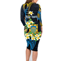 Personalised Tuvalu Beautiful Plumeria Flower Family Matching Long Sleeve Bodycon Dress and Hawaiian Shirt LT9 - Polynesian Pride
