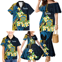 Personalised Tuvalu Beautiful Plumeria Flower Family Matching Mermaid Dress and Hawaiian Shirt LT9 - Polynesian Pride