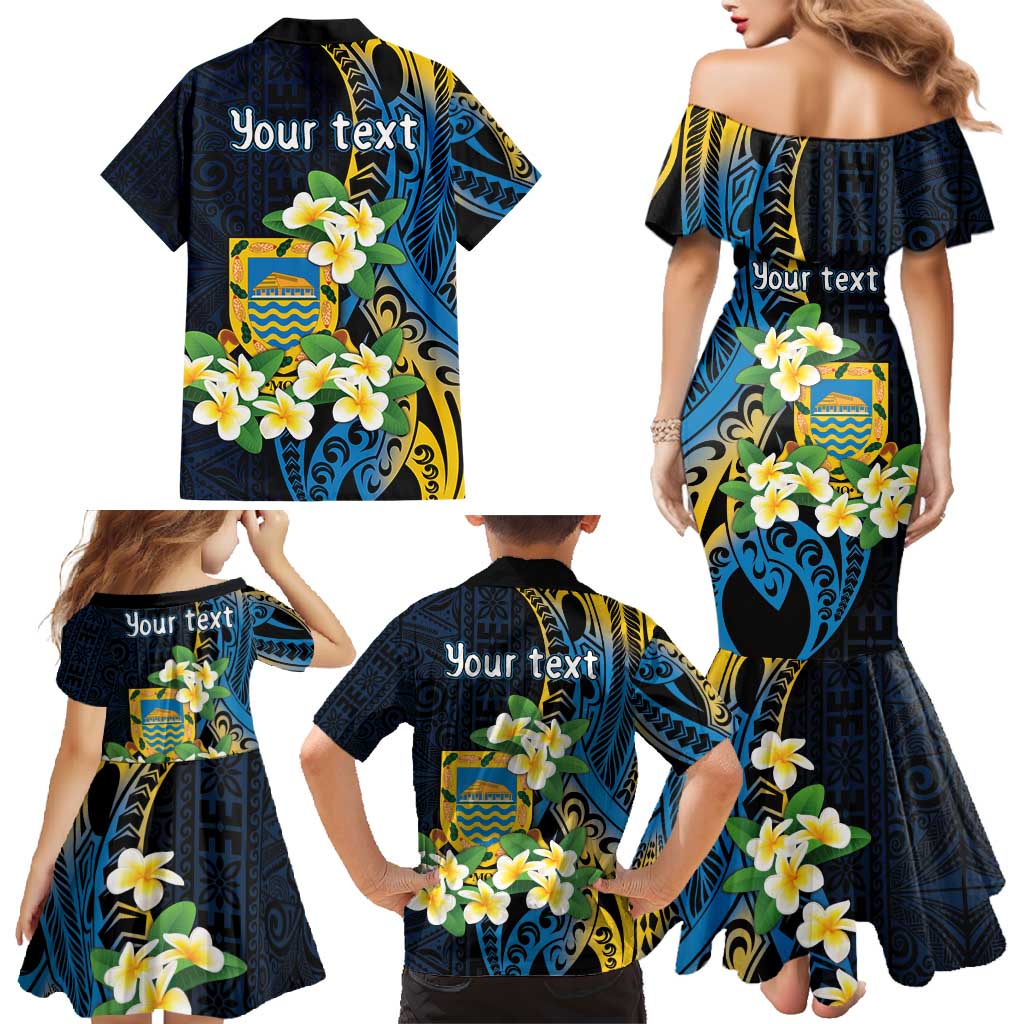Personalised Tuvalu Beautiful Plumeria Flower Family Matching Mermaid Dress and Hawaiian Shirt LT9 - Polynesian Pride