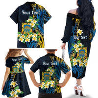 Personalised Tuvalu Beautiful Plumeria Flower Family Matching Off The Shoulder Long Sleeve Dress and Hawaiian Shirt LT9 - Polynesian Pride