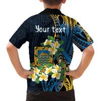 Personalised Tuvalu Beautiful Plumeria Flower Family Matching Off Shoulder Short Dress and Hawaiian Shirt LT9 - Polynesian Pride