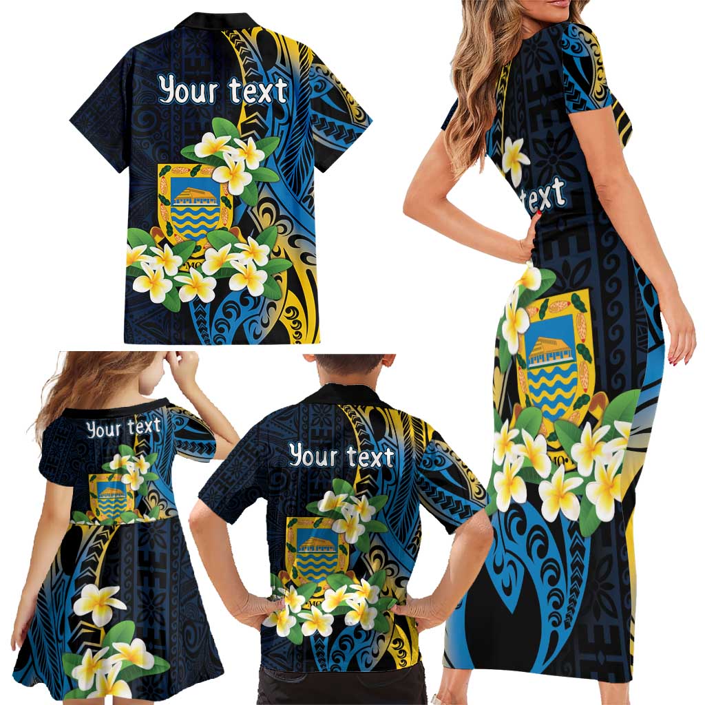 Personalised Tuvalu Beautiful Plumeria Flower Family Matching Short Sleeve Bodycon Dress and Hawaiian Shirt LT9 - Polynesian Pride