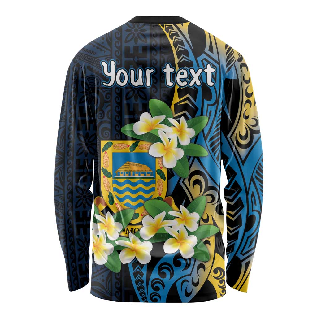 Personalised Tuvalu Beautiful Plumeria Flower Long Sleeve Shirt LT9 - Polynesian Pride