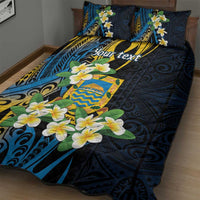 Personalised Tuvalu Beautiful Plumeria Flower Quilt Bed Set