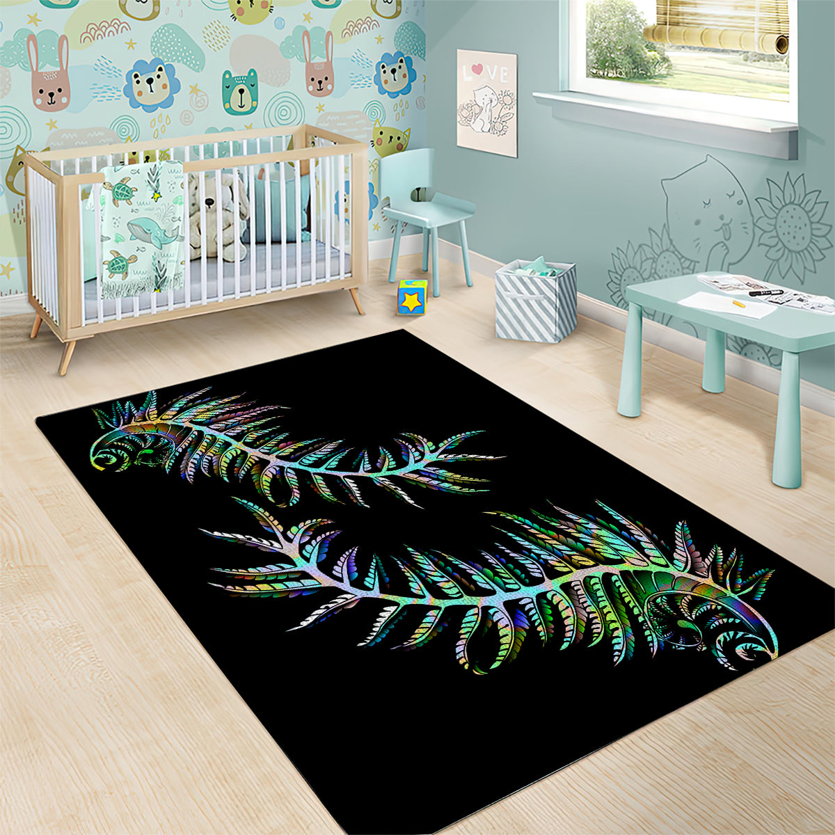 New Zealand Area Rug Aotearoa Silver Fern Mixed Papua Shell Green Vibe LT9 - Polynesian Pride