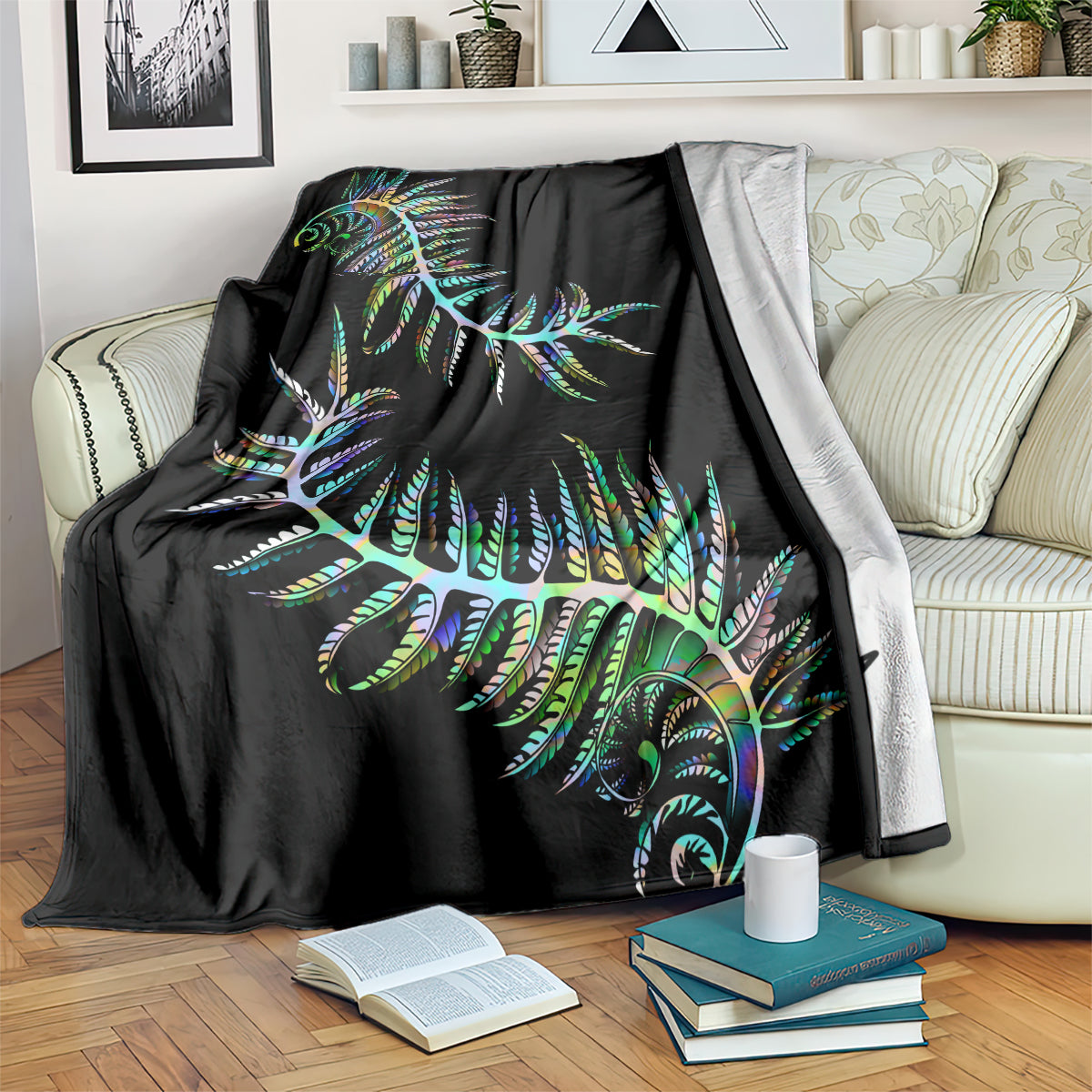 New Zealand Blanket Aotearoa Silver Fern Mixed Papua Shell Green Vibe LT9 - Polynesian Pride