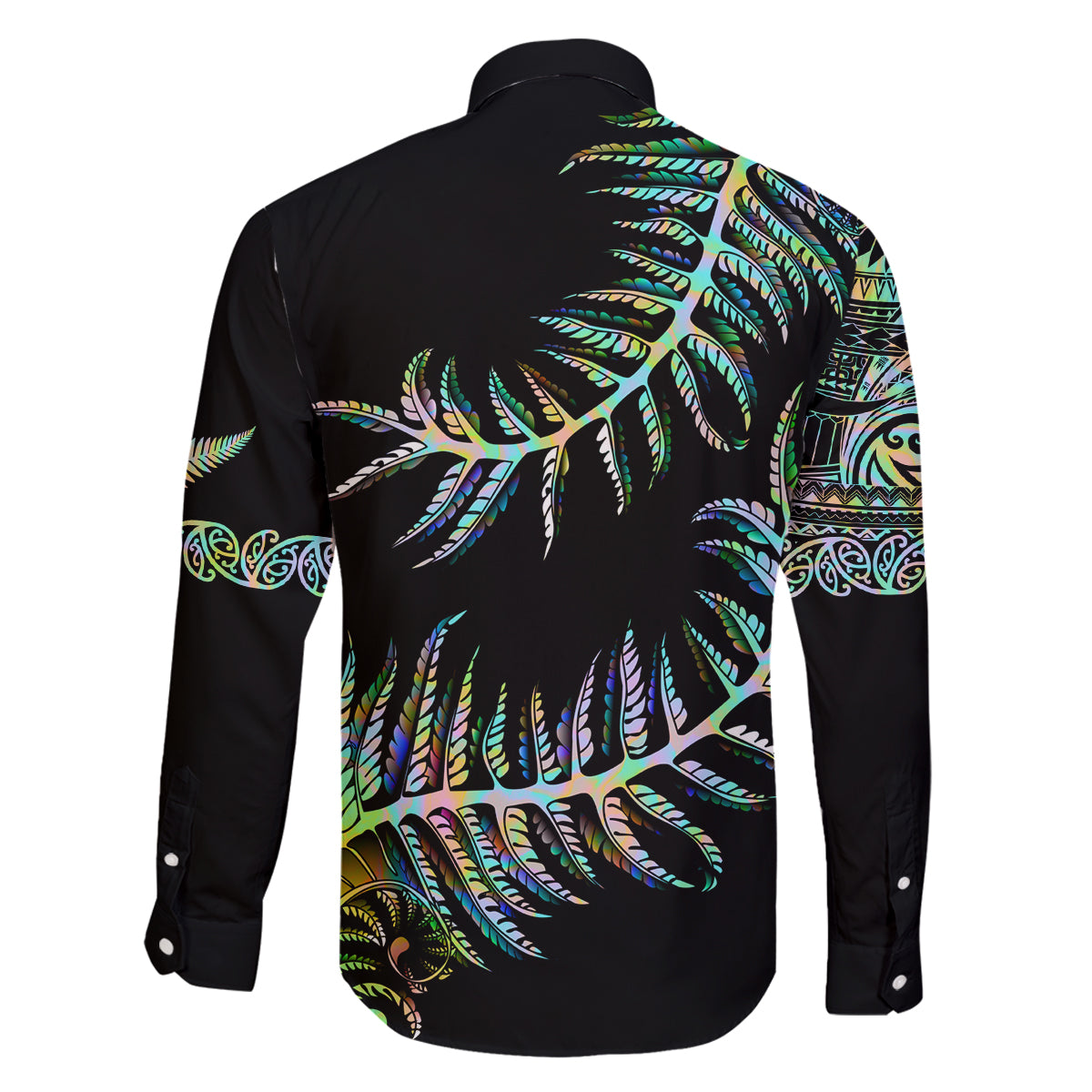New Zealand Family Matching Off Shoulder Maxi Dress and Hawaiian Shirt Aotearoa Silver Fern Mixed Papua Shell Green Vibe LT9 - Polynesian Pride