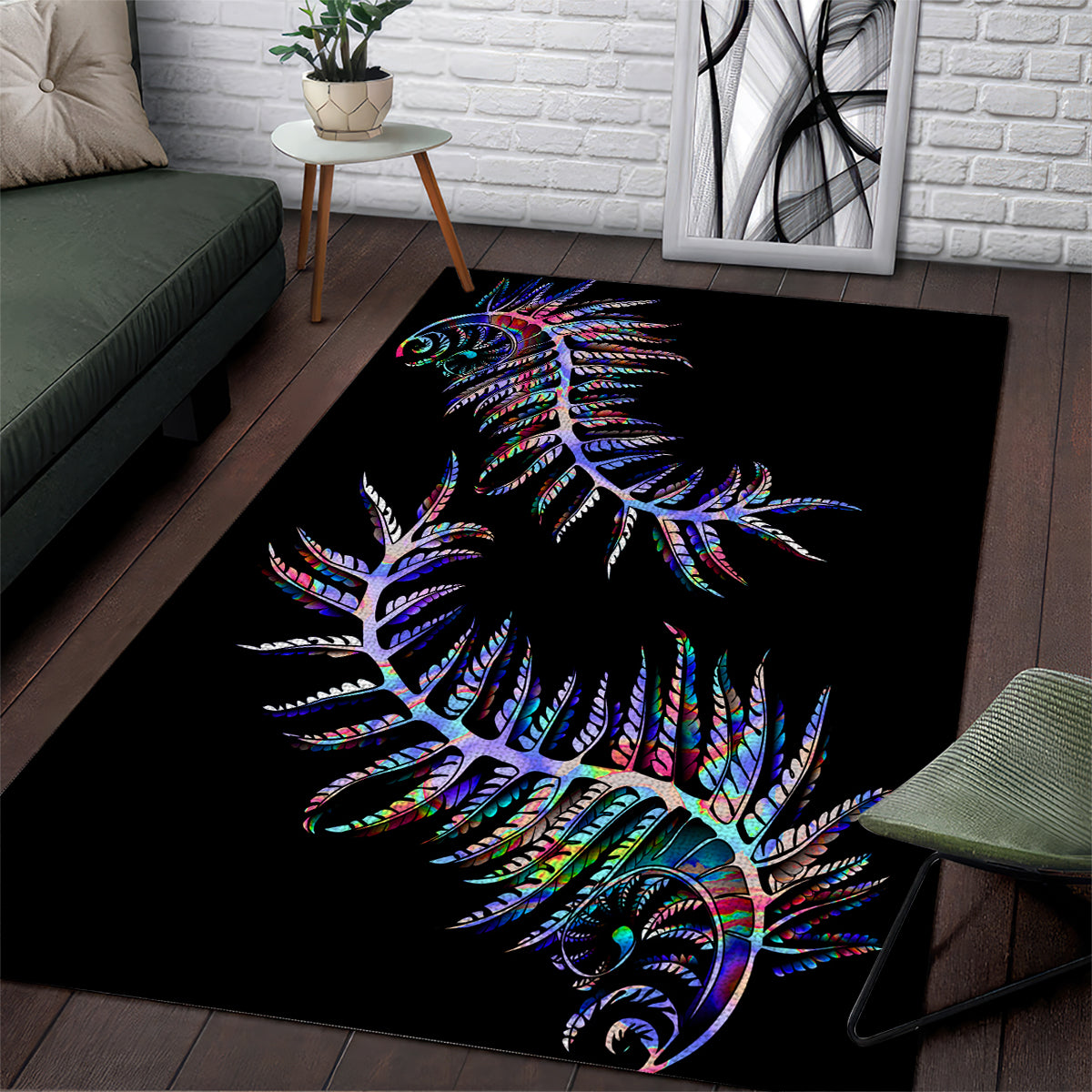 New Zealand Area Rug Aotearoa Silver Fern Mixed Papua Shell Purple Vibe LT9 Purple - Polynesian Pride