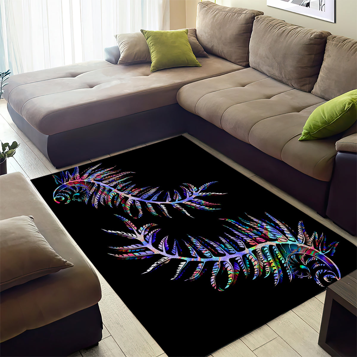 New Zealand Area Rug Aotearoa Silver Fern Mixed Papua Shell Purple Vibe LT9 - Polynesian Pride