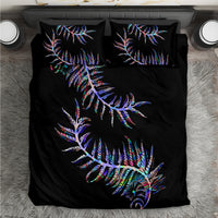 New Zealand Bedding Set Aotearoa Silver Fern Mixed Papua Shell Purple Vibe LT9 Purple - Polynesian Pride