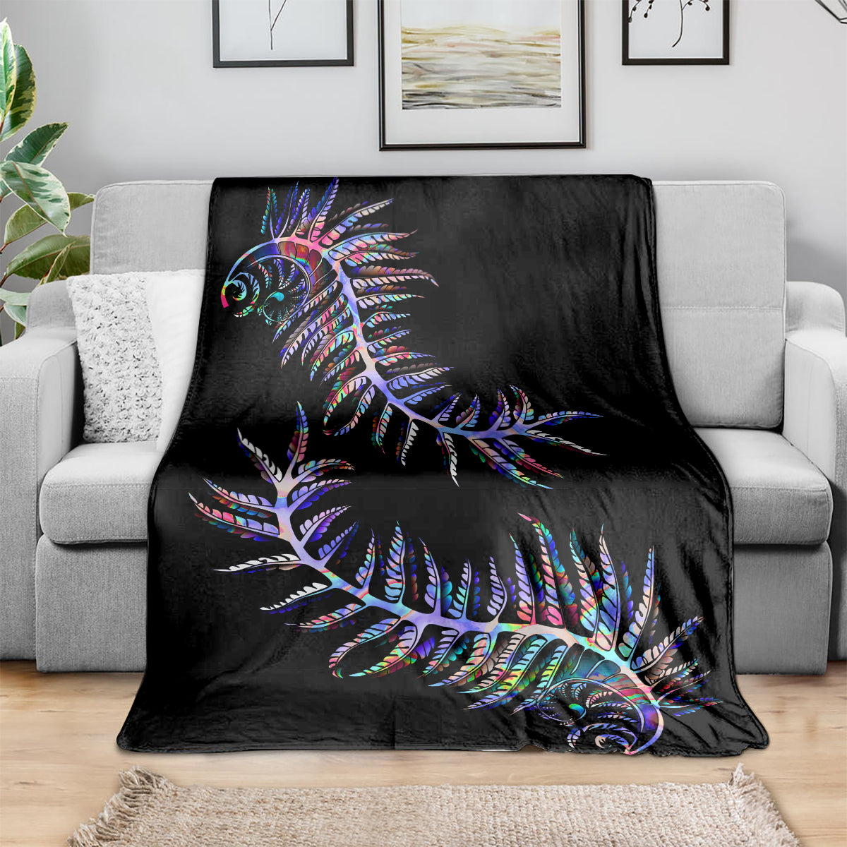 New Zealand Blanket Aotearoa Silver Fern Mixed Papua Shell Purple Vibe LT9 - Polynesian Pride