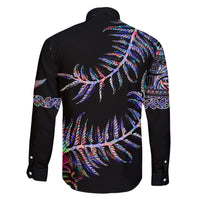 New Zealand Family Matching Short Sleeve Bodycon Dress and Hawaiian Shirt Aotearoa Silver Fern Mixed Papua Shell Purple Vibe LT9 - Polynesian Pride