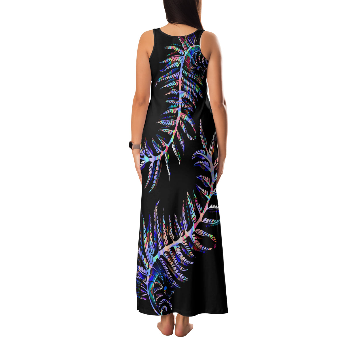 New Zealand Family Matching Tank Maxi Dress and Hawaiian Shirt Aotearoa Silver Fern Mixed Papua Shell Purple Vibe LT9 - Polynesian Pride