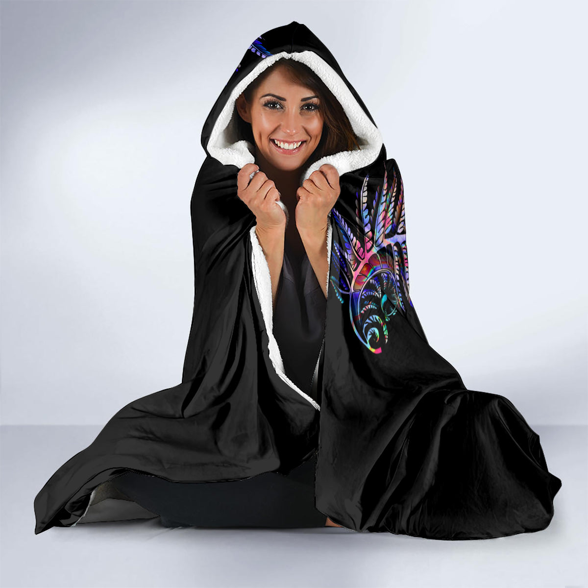New Zealand Hooded Blanket Aotearoa Silver Fern Mixed Papua Shell Purple Vibe LT9 - Polynesian Pride
