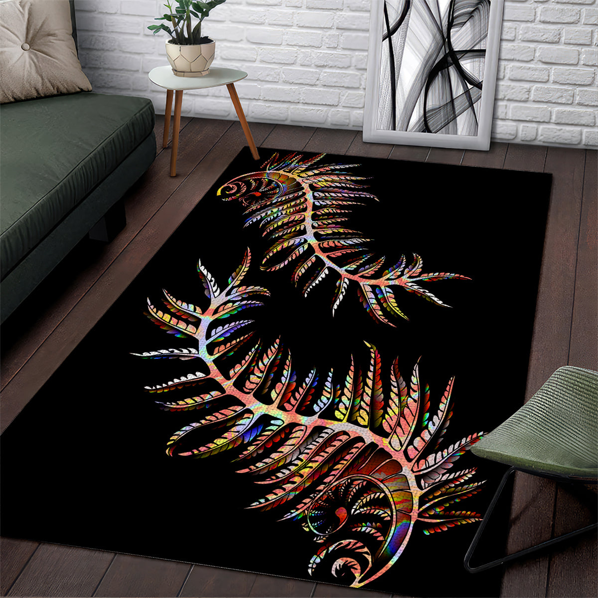 New Zealand Area Rug Aotearoa Silver Fern Mixed Papua Shell Red Vibe LT9 Red - Polynesian Pride